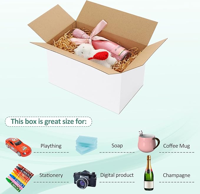 Eupako 10x6x6-Small-Shipping-Boxes-30-Pack-White-Corrugated-Box-Mailers, Cardboard Boxes for Packaging Small Business, Mailing