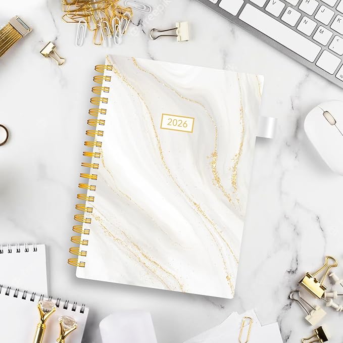 Planner 2026 -Weekly and Monthly Planner, AIMPEAK 2026 Weekly Planner for Student, Jan. 2026 - Dec. 2026, Calendar Planner for Women, Pen Loop, White Marble, 10"x7"