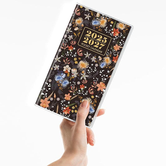 Pocket Calendar 2026-2027, Black 2026-2027 Monthly Planner - 3.7" x 6.7" - Runs from September 2025 Until December 2027, 2026 Pocket Planner with PVC Cover for Home, School, Office Supplies