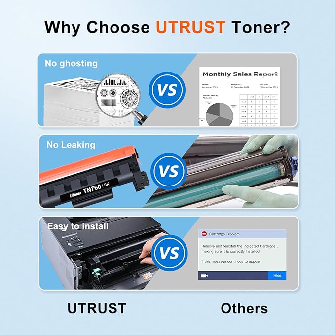 TN760 Toner Cartridge Replacement for Brother TN760 TN-760 TN730 TN-730 Black Toner for HL-L2350DW HL-L2370DW HL-L2395DW MFC-L2710DW MFC-L2750DW DCP-L2550DW Printer (2 Pack)