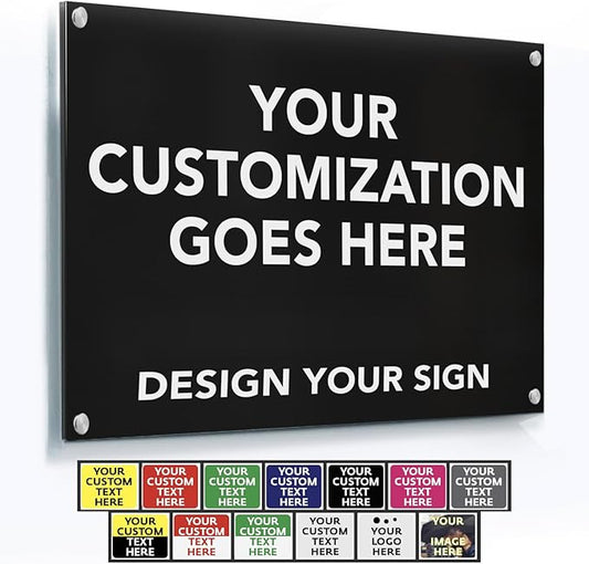 Custom Outdoor Metal Signs, Personalized Aluminum Signs, Customized Safety Signs, Metal Business Signs, Waterproof Outdoor Business Signs, White Aluminum (Black, 18x12 In)