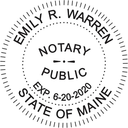 Round Notary Stamp for State of Maine- Self Inking Stamp - Top Brand Unit with Bottom Locking Cover for Longer Lasting Stamp - 5 Year Warranty