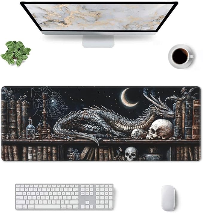 Mystical Dragon Mouse Pad 31.5 X 11.8 Inch Big Desk Rubber Base Stitched Edges Keyboard Pad XXL Mouse Mat for Home Game and Office