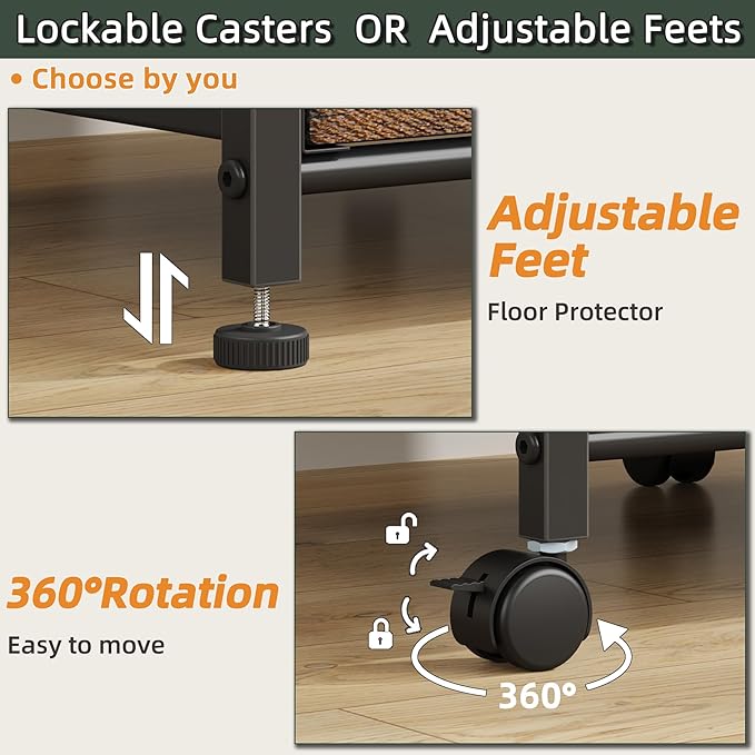 4 Drawer Lateral File Cabinet, Mobile Filing Cabinet for Large Printer, Home Office Functional Small Office Storage Cabinet & Printer Stand, Fabric Drawer, Fits Letter/A4, Rustic Brown