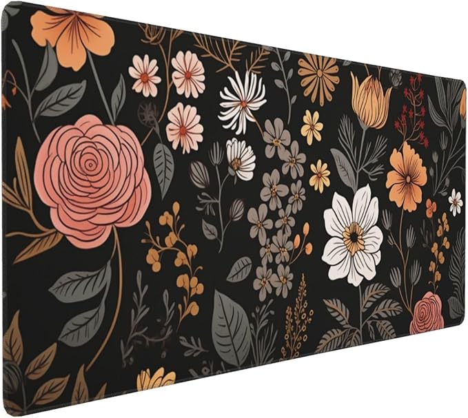 35.4 x 15.7 in, Waterproof XXL Large Mouse Pad for Desk, Extended Keyboard Mouse Mat for Computer Office, Big Laptop Mouse pad, Gaming Pc-Boho Flowers