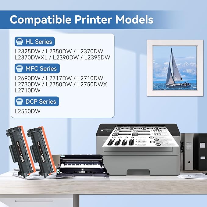MYTONER Compatible Toner Cartridges Replacement for Brother TN760 TN-760 DR730 Drum Unit TN730 TN-730 for MFC-L2750DW MFC-L2690DW MFC-L2710DW MFC-L2717DW HL-L2350DW Printer (2 Packs Toner, 1 Drum)
