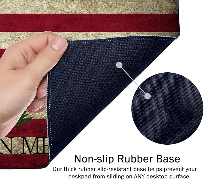 SSOIU Desk Mat,Large Mouse Pad 35.5" x 15.7" XXL Extended Gaming Mouse Pad Mat with Non-Slip Base Stitched Edge Mousepad for Computer,Office,Keyboard and Laptop - Don't Tread On Me American US Flag