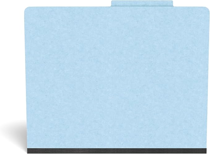 Staples 614424 Pressboard Classification Folders 2/5 Top Tab LTR 1 Div Lt Blue 20/Bx