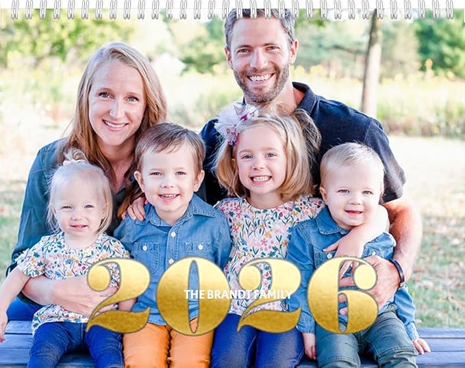 Custom Photo Wall Calendar 2026 - Personalized Family & Office Photo, Print Your 13 Memories Custom - Perfect for Parties, Birthdays & Christmas Gifts (Cover 5（11"×17"）, 3 x Calendars)