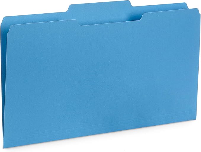 Blue Summit Supplies Colored File Folders Legal Size, 1/3 Cut Tab, Great for Organizing and Easy File Storage, 100 Per Box