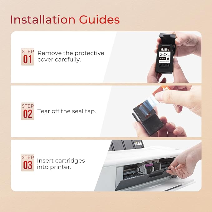 ejet PG-240XL/CL-241XL Ink Cartridge Replacement for Canon 240XL 241XL Combo Pack for Canon 240 241 High Capacity for Printer Pixma MG3620 TS5120 MG2120 MG3520 MX452 MX512 MX532 MX472 (2 Pack)