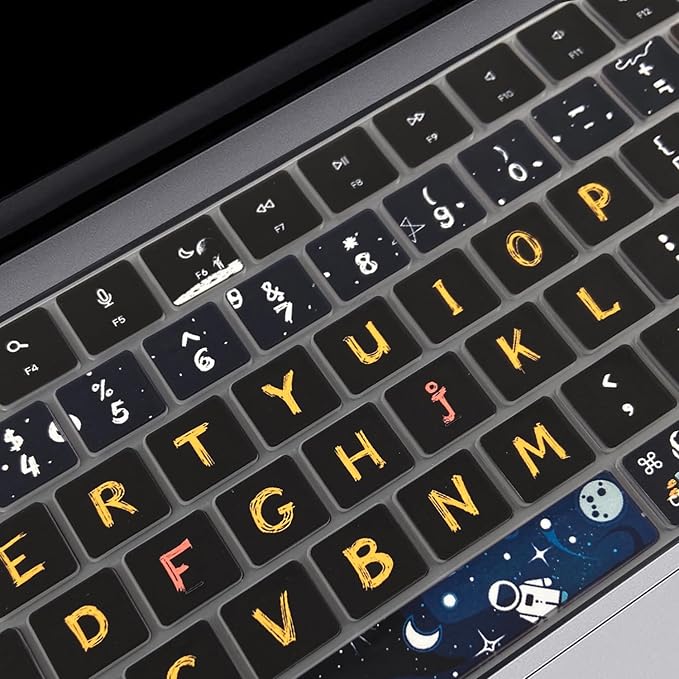 Keyboard Cover Skin for 2021-2024 MacBook Pro 14/16 (A2442 A2485 A3112 A3401 A3403 A2992 A2779 A2780 A2991 A2918 M1/M2/M3 M4) & MacBook Air 13.6''/15'' (A2681 A3113 A2941 A3114),Space Man