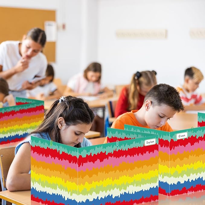 Cinrobiye 24 Pcs Inspirational Privacy Folders Standard for Students Cardboard Shields Test Privacy Boards Motivational Words Desk Dividers Shield for Classroom School Study Supplies (Tie-Dye)
