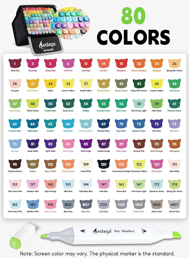 80 Colors Alcohol Markers with Free App, Dual Tip Art Marker with Kickstand Case for Artists Adults and Kids. Alcohol Based Markers for Coloring Painting Sketching and Drawing, Great Gift
