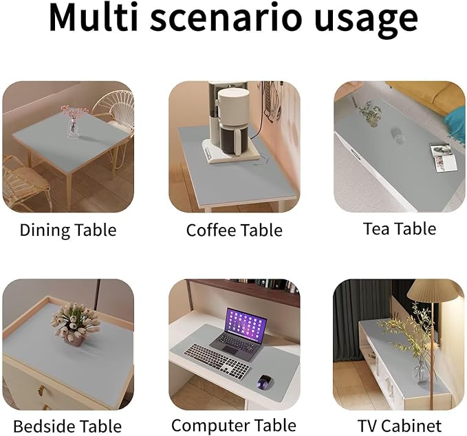 Leather Dresser Cover,1.8mm Thick,14x40 Inch,Dresser Protector Top,Dresser Top Protector,Dresser Cover Top,Dresser Top Cover,Dresser Cover Top for Bedroom.(Gray+Gray,14x40)