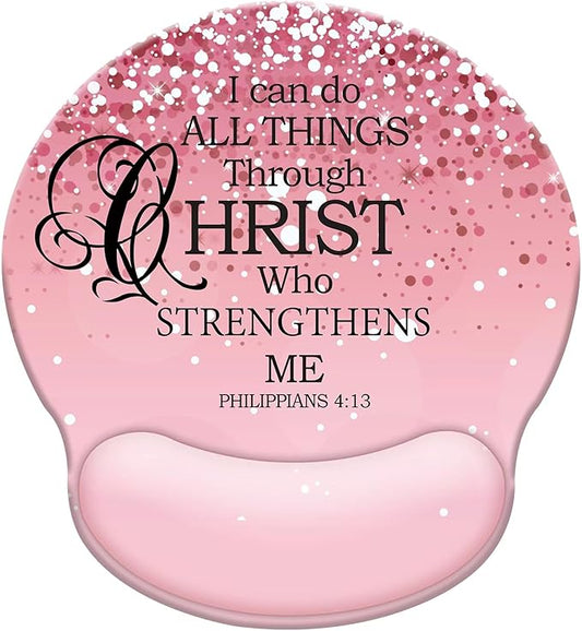 Pink Ergonomic Mouse Pad with Wrist Support, Mouse Pads for Desk with Memory Foam Wrist Rest Non-Slip PU Base for Office Decor Computer Laptop