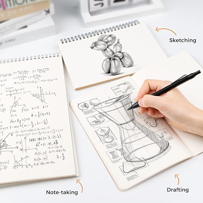 Four Candies 4PCS Metal Mechanical Pencils Set with Case, 0.5mm & 0.7 mm Artist Pencil with 8 Tubes (480PCS) HB Lead Refills, 3 Erasers,9 Eraser Refills For Writing Drafting, Drawing, Black&Silver