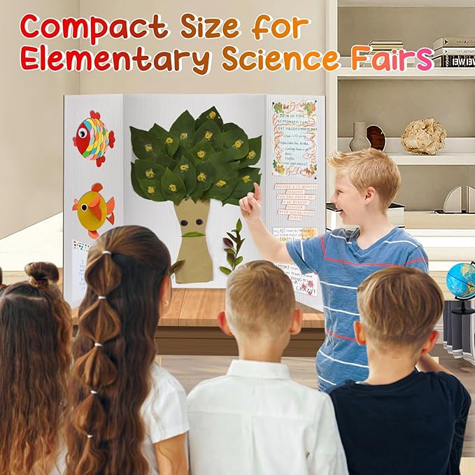 3단 포스터 보드 8개 - 40.6cm x 58.4cm(16인치 x 23인치) 소형 3단 접이식 디스플레이 보드 하드 & 두꺼운 화이트 프레젠테이션 판지 과학 박람회, 학교 프로젝트, 비즈니스 용품용