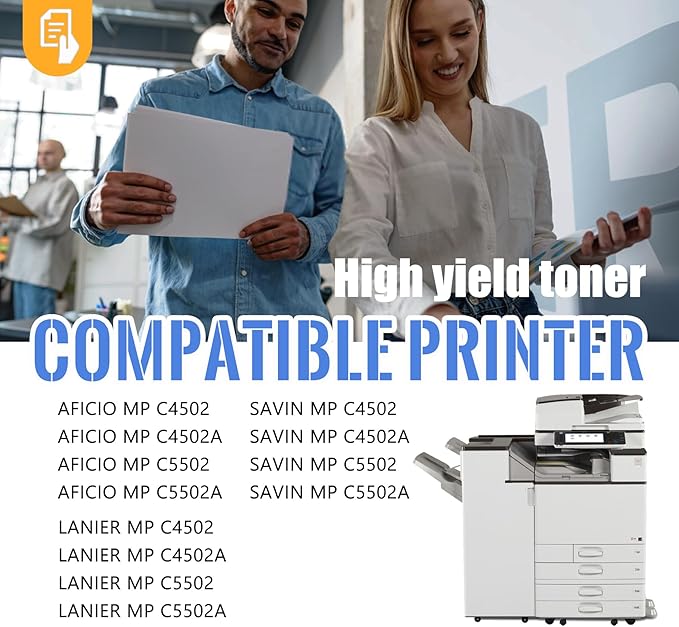 1 Pack MP C5502 Cyan Toner Cartridge | Replacement for Ricoh MP C5502 Work with Aficio MP C4502 C4502A C5502 C5502A LANIER MP C4502 C4502A C5502 C5502A SAVIN MP C4502 C4502A C5502 C5502A | 841754