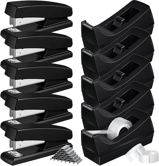 10 Pcs Tape Dispenser Staplers for Desk with Staples and White Tapes 25 Sheet Capacity School Office Stapler