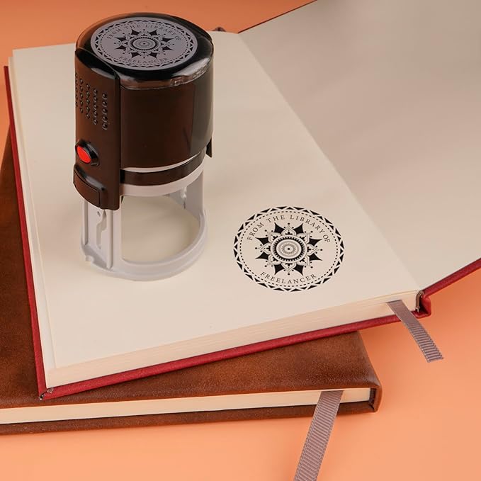 Custom Ink Stamp | Personalized Self Inking Stamp Gifts for Book Lovers, Readers, Teachers | 5 Ink Colors (Star-03)