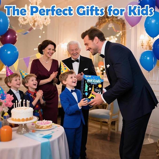 FUNNYB&G Foil Art Craft for Kids - Christmas Crafts Gift Party Favors Stocking Stuffers for Kids Fun Art Supplies Creative Birthday Gift Travel Toys for Girls Boys 4 5 6 7 8 9 Years Old(Buildings)