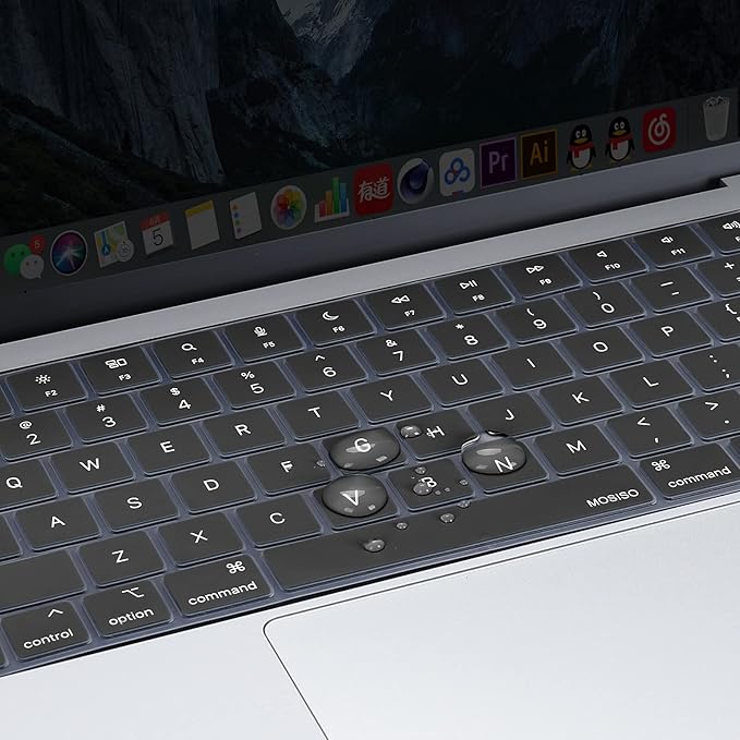 MOSISO Keyboard Cover Skin Compatible with MacBook Air 15 inch M3 A3114 M2 A2941/Air 13.6 A3113 A2681/Pro 14/16 M4 M3 M2 M1, Space Gray