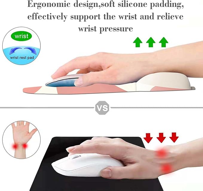 Ergonomic Gel Mouse Pad with Wrist Rest | Comfortable Computer Mouse Pad for Laptop | Pink Rose Mousepad