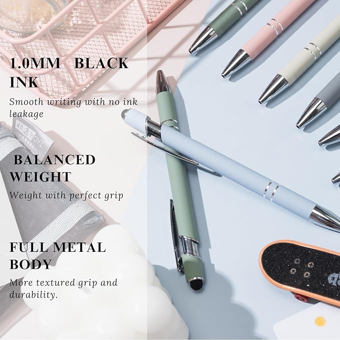 Personalized Custom Pens in Bulk – Engraved Black Ink Ballpoint Pens for Business Gifts, Customizable Writing Pens for Men and Women(Morandi)