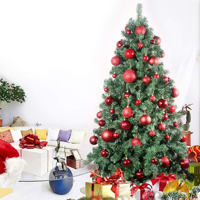 Rose Red 3.2" Large Christmas Balls - Christmas Tree Decoration Ornaments Shatterproof Hanging Balls for Birthday Halloween Holiday Wedding Decorations Set of 18pcs