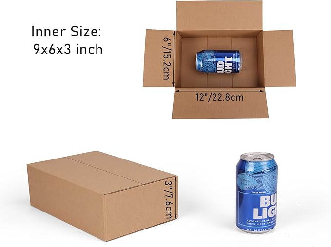 CRUGLA 40 Packs 9x6x3 Shipping Boxes for Small Business, Corrugated Cardboard Boxes Bulk for Shipping Packing Mailing