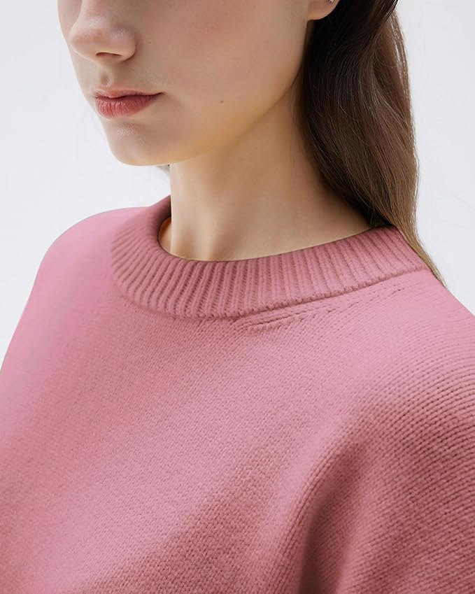 SUUKSESS Women Cashmere Oversized Long Sleeve Pullover Sweater Crew Neck Jumpers