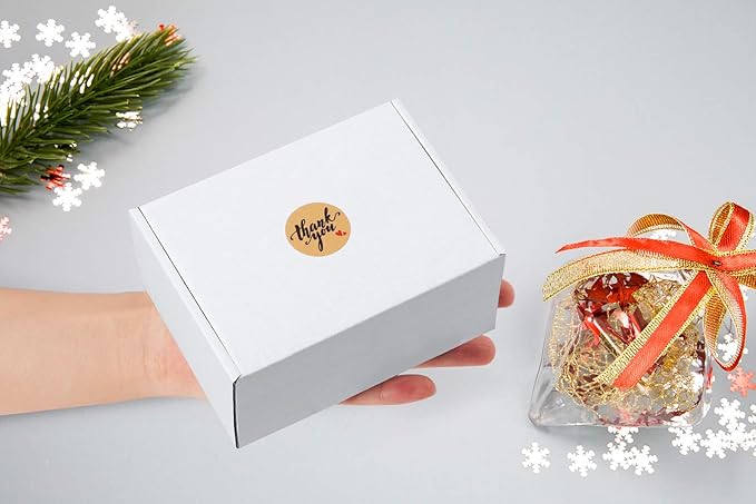 Eupako 6x4x3 Shipping Boxes Small Corrugated Cardboard Box - 25 Pack White Mailing Boxes for Packaging Small Business, Mailer Box