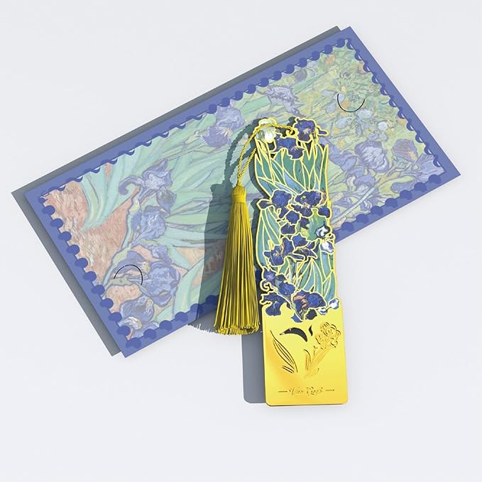 Metal Bookmarks, 4 Pack Floral Design with Tassels, 4.5 x 1.1 inches, Yellow Vintage Art Book Accessories Bookmark for Readers