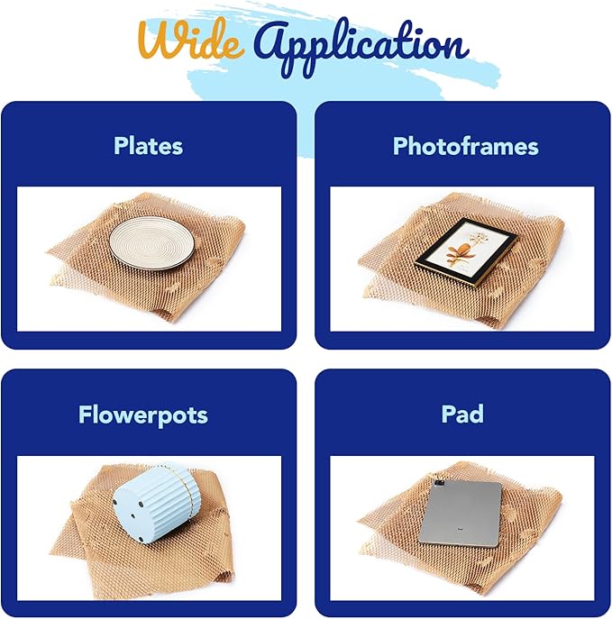 METRONIC 15" x 28" Honeycomb Packing Paper Sheets for moving 100 Pcs, Wrapping Paper for Bubble Cushioning Wrap and Shipping Packaging, Biodegradable & Fully Recylable, Brown