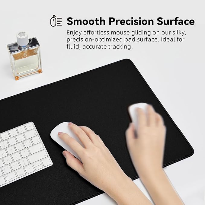 Large Gaming Mouse Pad with Durable Stitched Edges, Non-Slip Rubber Base, Big Computer Keyboard Mouse Mat Desk Pad for Home Office Gaming Work, 31.5"x11.8"x0.08", Black