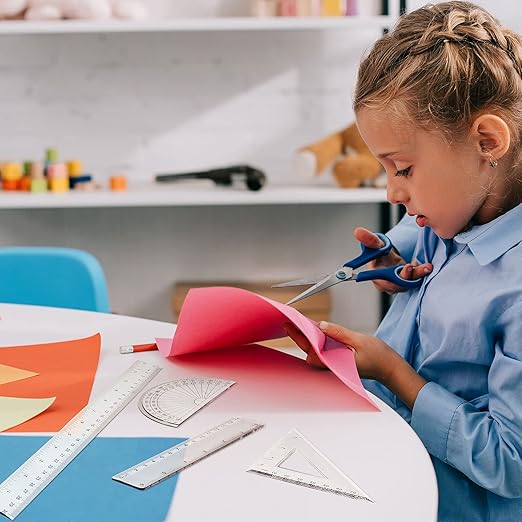 Tenare 288 Pcs Plastic Clear Math Set Includes Protractor Triangle Rulers 12 Inch 6 Inch Straight Geometry Math Transparent Ruler Measuring Tool for School Office Home Supplies