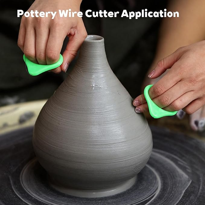 2 Pcs Pottery Wire Tool Clay Cutting Wire Handle Standard Clay Cutters Steel Wires Sculpting Tools for Green Black Pottery Wheel Artists Cut Off