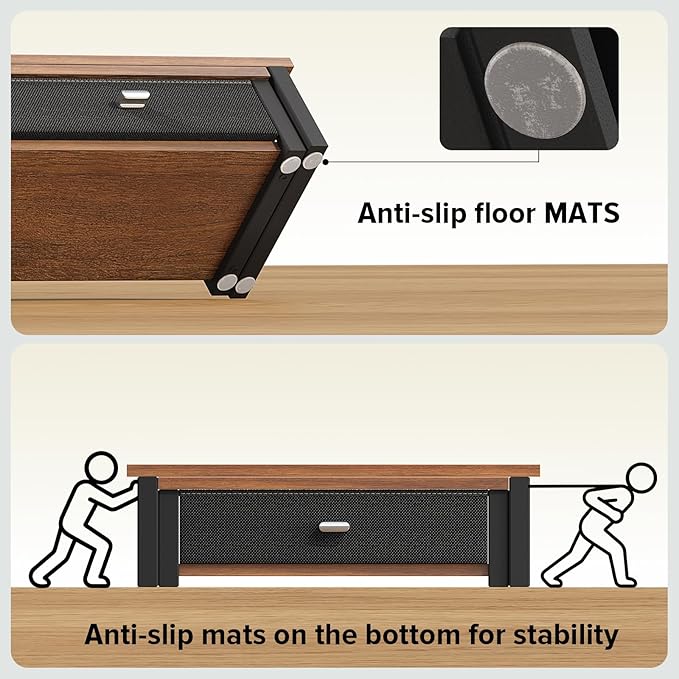 WOHOMO Dual Monitor Stand Riser with Drawers, Desk Organizers for 2 Monitors, Desktop Storage Stand for Computer,Laptop,Walnut