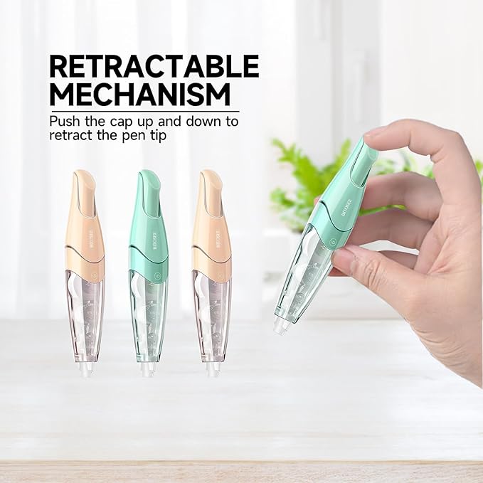 White Correction Tape, Retractable Refillable Correction Tape, With Smooth Pull Out Tape Applicator, Aesthetic Cute Correction Pen for Office Supplies