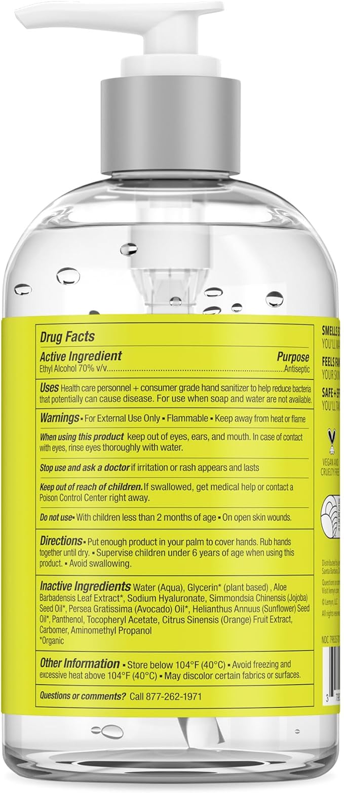 Medical Grade Hand Sanitizer Gel - 97% ORGANIC - 12 FL.OZ. (PACK OF 2)