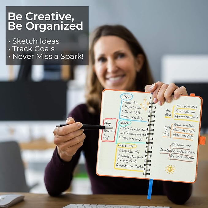 Planner 2025-2026 Daily Weekly and Monthly,6.5"x3.75",18 Months Spiral Bound Calendar Agenda with Self-adhesive Pen Holder,2026 Academic Plan with Vegan Leather Soft Cover,Orange