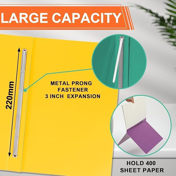 gisgfim 12 Pcs 8.5 X 11'' Pressboard Report Cover 3" Capacity Prong Clip Report Cover Metal Prong Fastener with Compressor Letter Size Presentation Report Folder for Bind Proposal Document