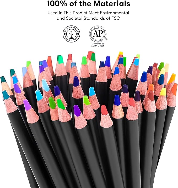 Soucolor 180-Color Artist Colored Pencils Set for Adult Coloring Books, Soft Core, Professional Numbered Art Drawing Pencils for Sketching Shading Blending Crafting, Gift Tin Box for Beginners Kids