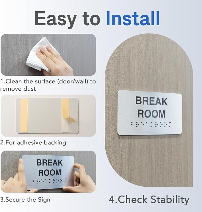 ELECTRICAL ROOM Signs with Raised Text & Grade 2 Braille, Brushed Aluminum/Silver Finish Easy Install with Double-Sided Tape, ADA Compliant Elevator Room Door Sign for Businesses & Offices