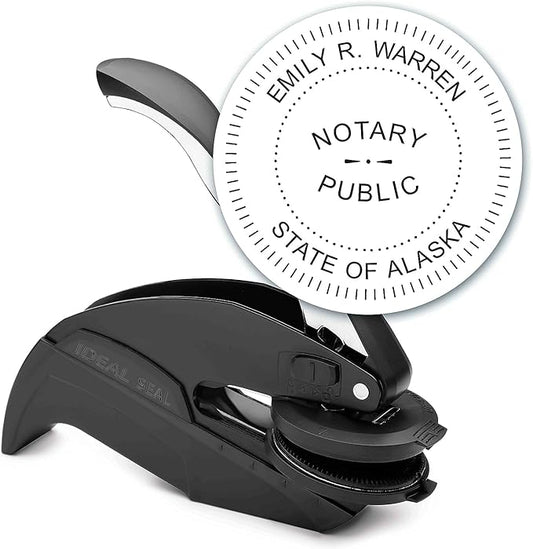 MaxMark Notary Seal Round Embosser for Alaska State - Includes Gold Burst Seal Labels (50 Count)