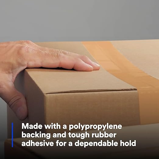 3M Scotch 371 Industrial-Grade Packing Tape, Tan, 48 mm x 50 m, High Performance Sealing Tape for Medium-Duty Commercial Box and Carton Sealing, Moving, Packaging and Shipping, 6 Pack