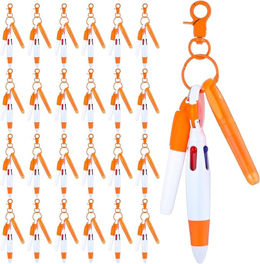 Sherr 25 Sets Retractable Nurse Pens with Mini Highlighter Permanent Marker Keychain Clip Badge Reel Pen Accessories for Nursing Students Medical Staff Office Stocking Stuffer Gift(Orange)