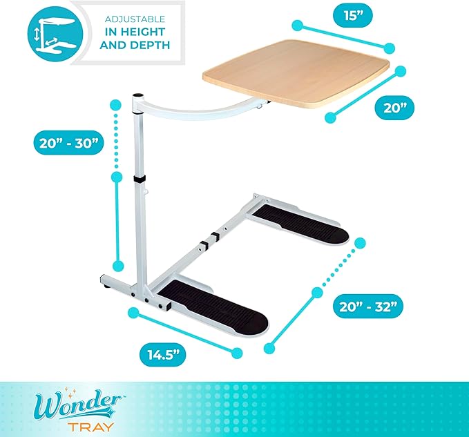 Stander Wonder Tray, Adjustable Swivel Table, Large Laptop Stand, Couch Desk, Side Tables & Gaming Bench, TV-Trays for Eating on Couches, Chairs, Recliners, Maple