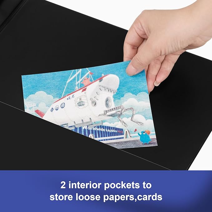 Comix Durable 3 Ring Binder, 4 inch D Ring Binders, Hold 835 Sheets of US Letter Size Paper, 2 Pack (Black)